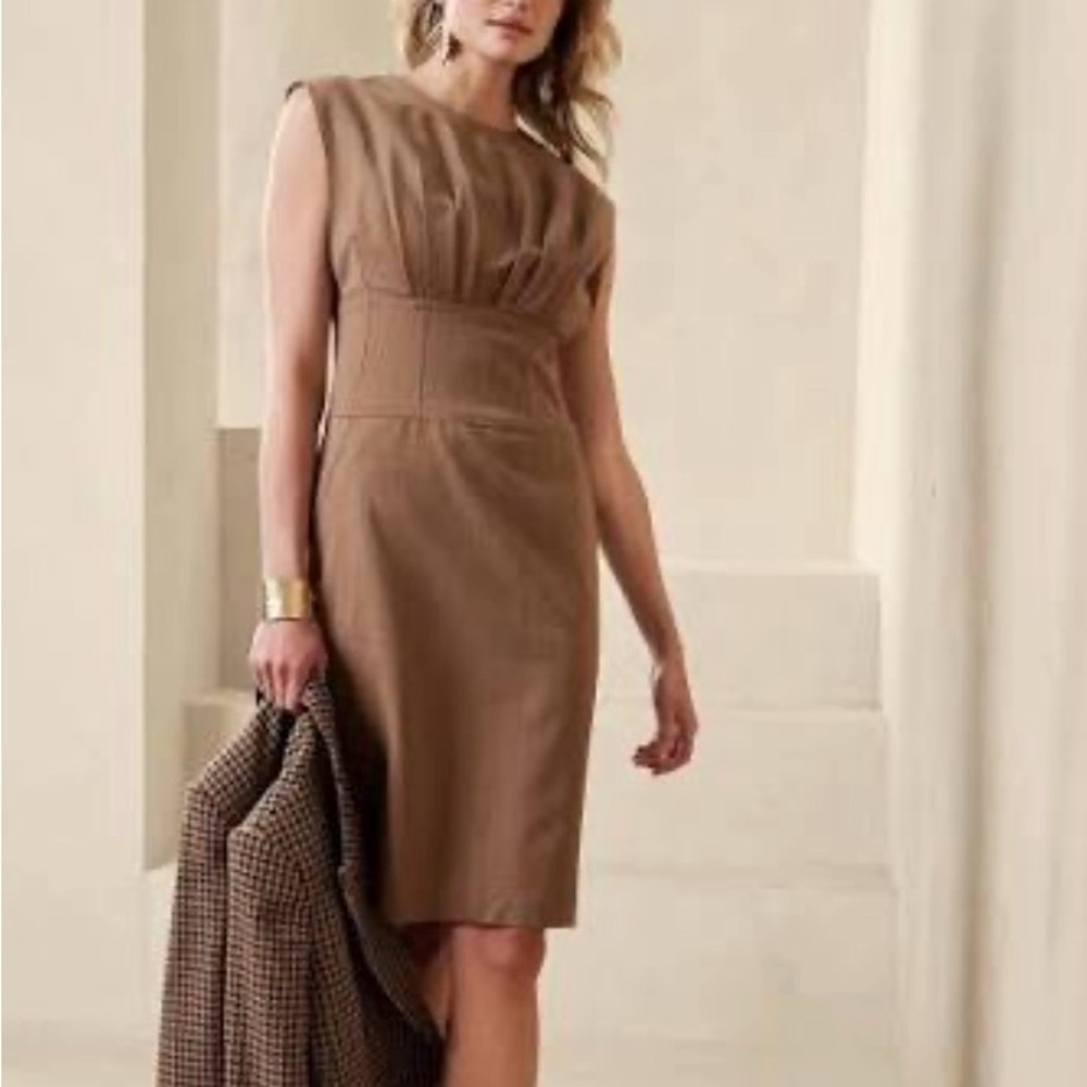 NWT Banana Republic Camel Wool Sheath Dress